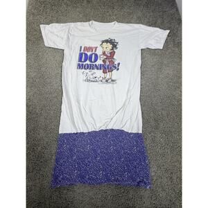 Vintage Betty Boop Sleepshirt Womens XL White I Dont Do Mornings Pajama 2002